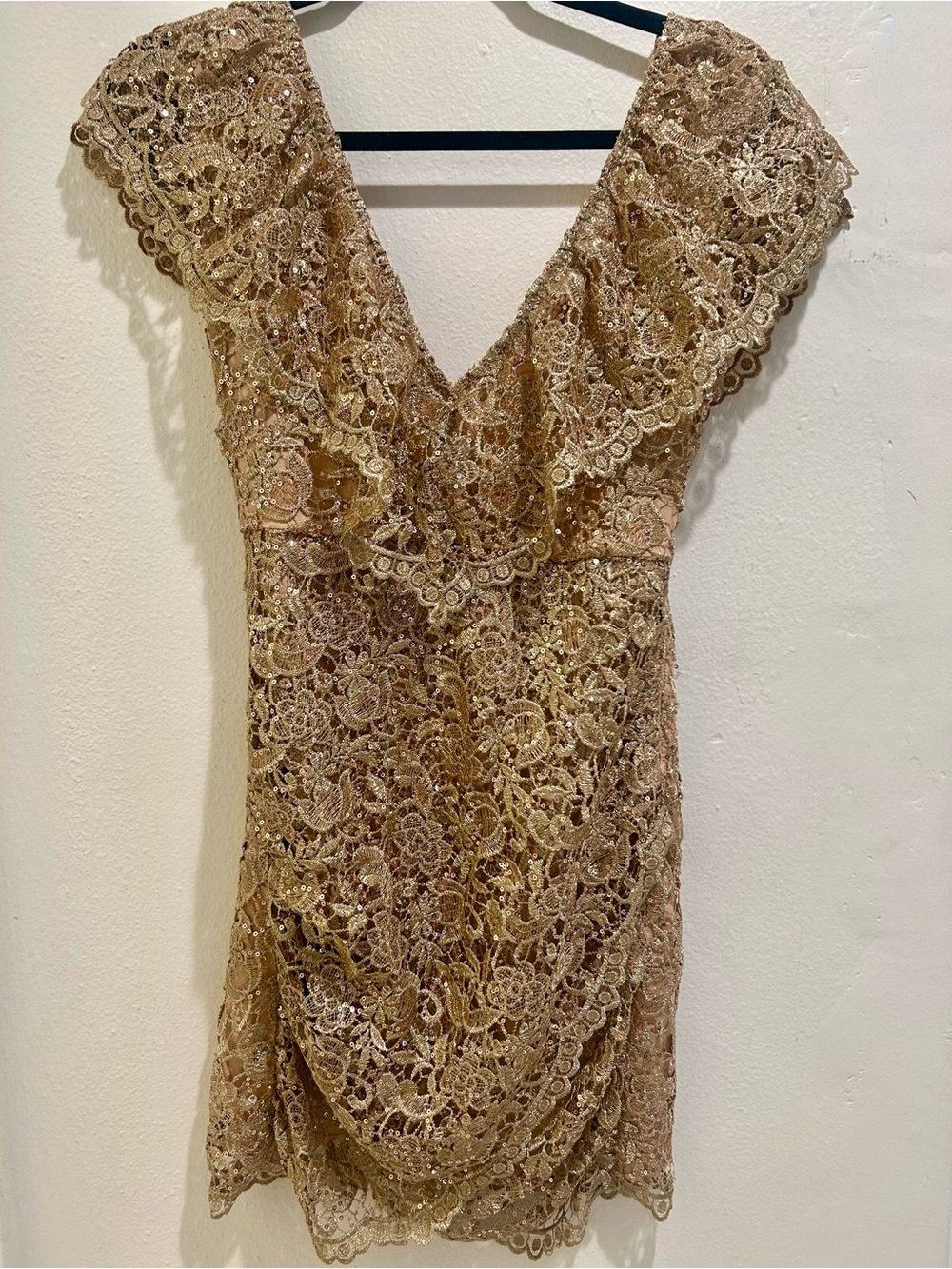 Spell Gold Sequin Lace Mini Dress